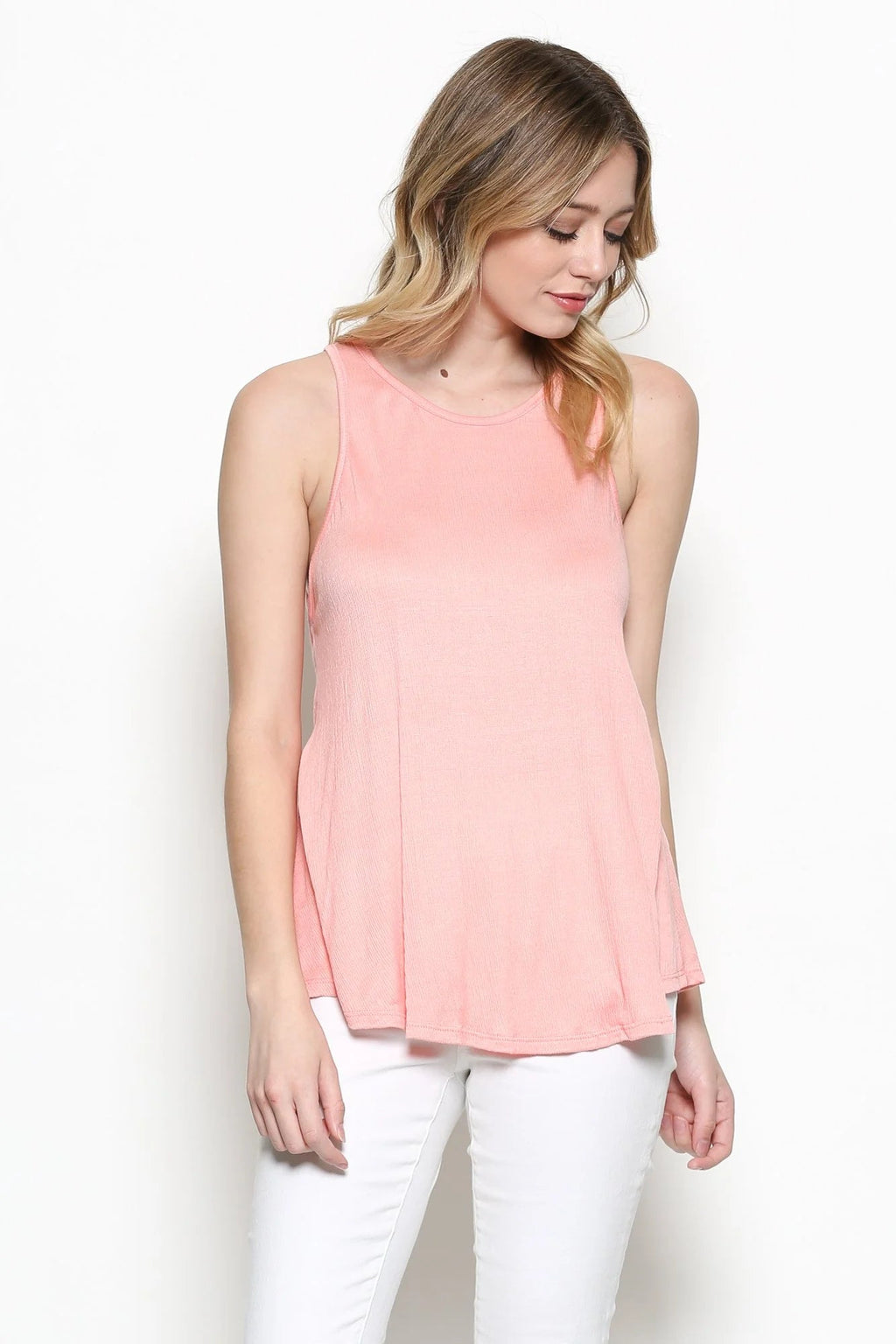 Coral Crinkle Maternity Racerback Top