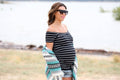 Short Sleeve Black Striped Bardot Maternity Shirt