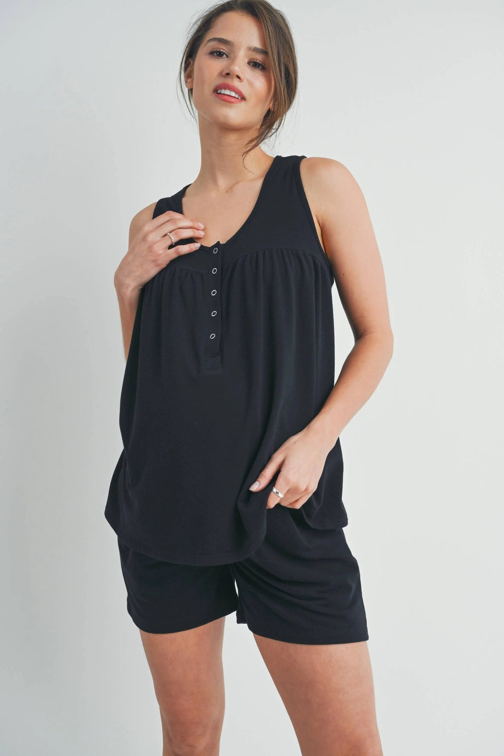 French Terry Tank and Short Maternity/Nursing Lounge Set
