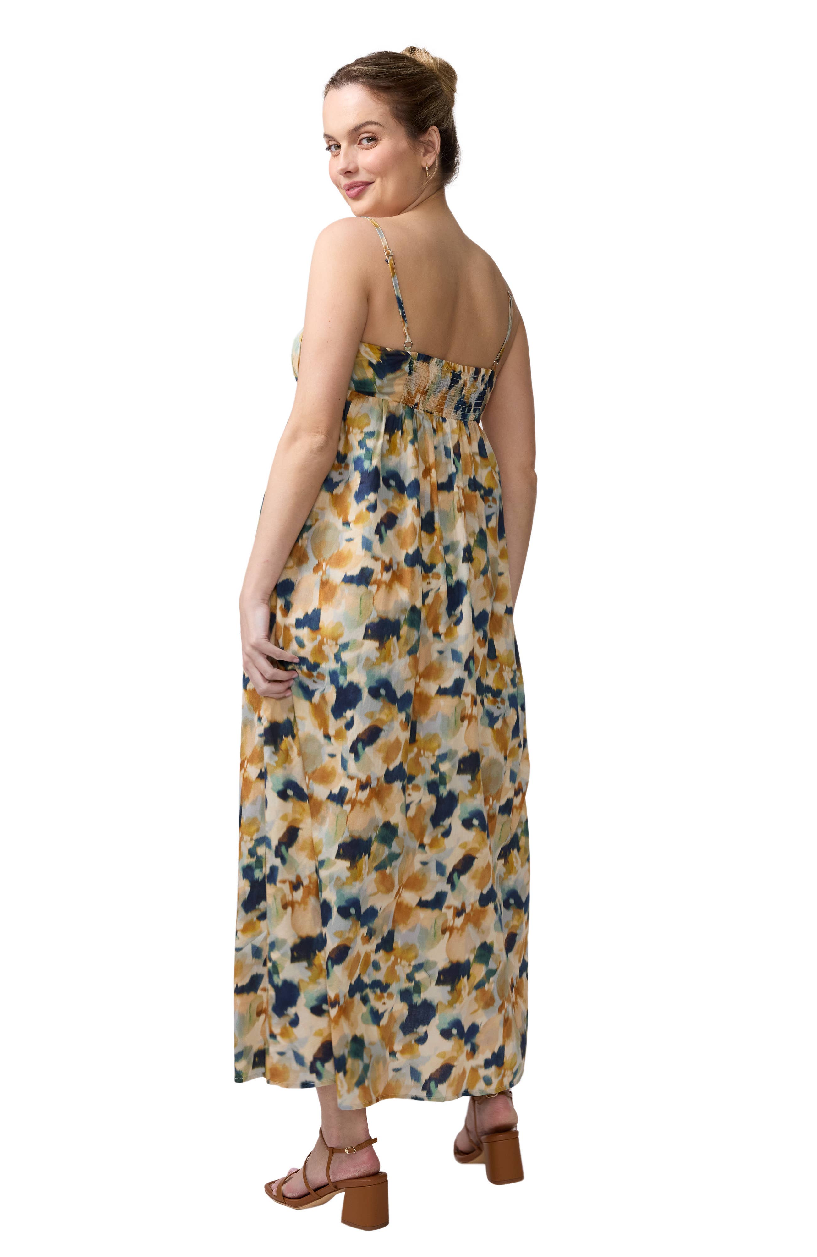 Watercolor Floral Print Poplin Maternity Maxi Dress – Bump Maternity