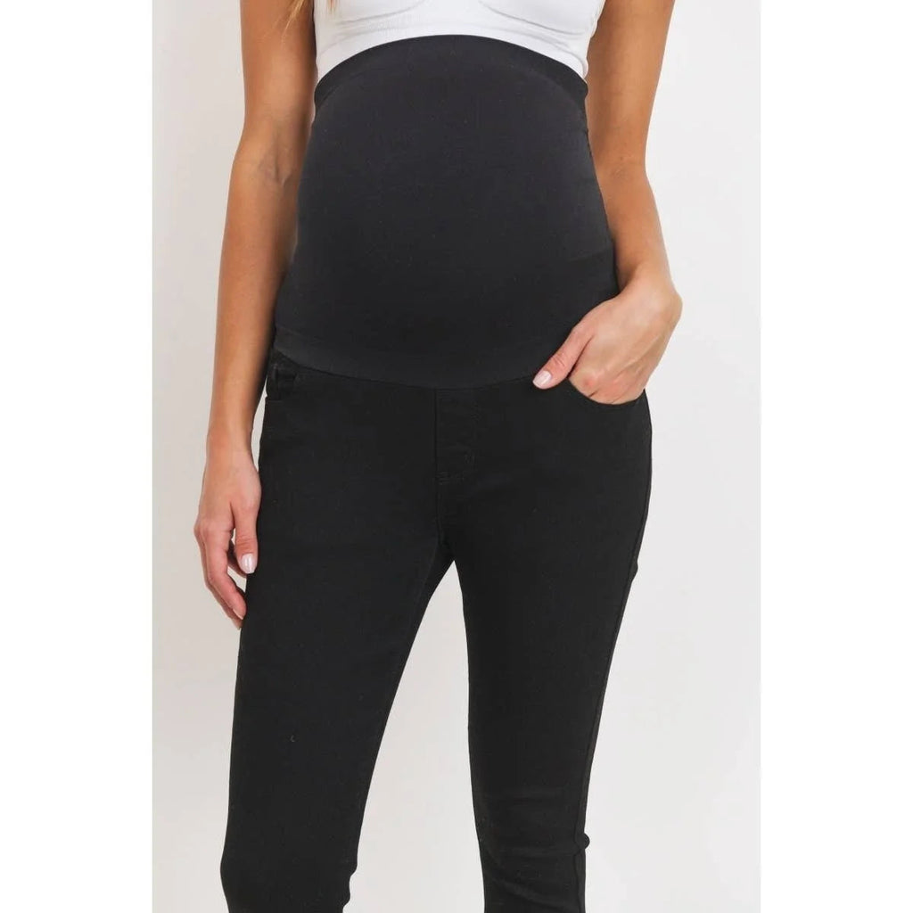 Black Buttery Soft Full Length Solid Maternity Leggings