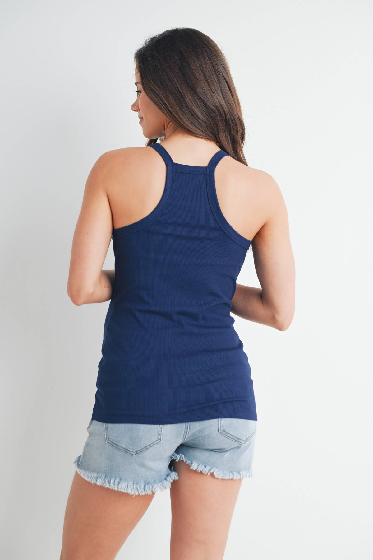 Navy V-Neck Maternity Racerback Tank Top