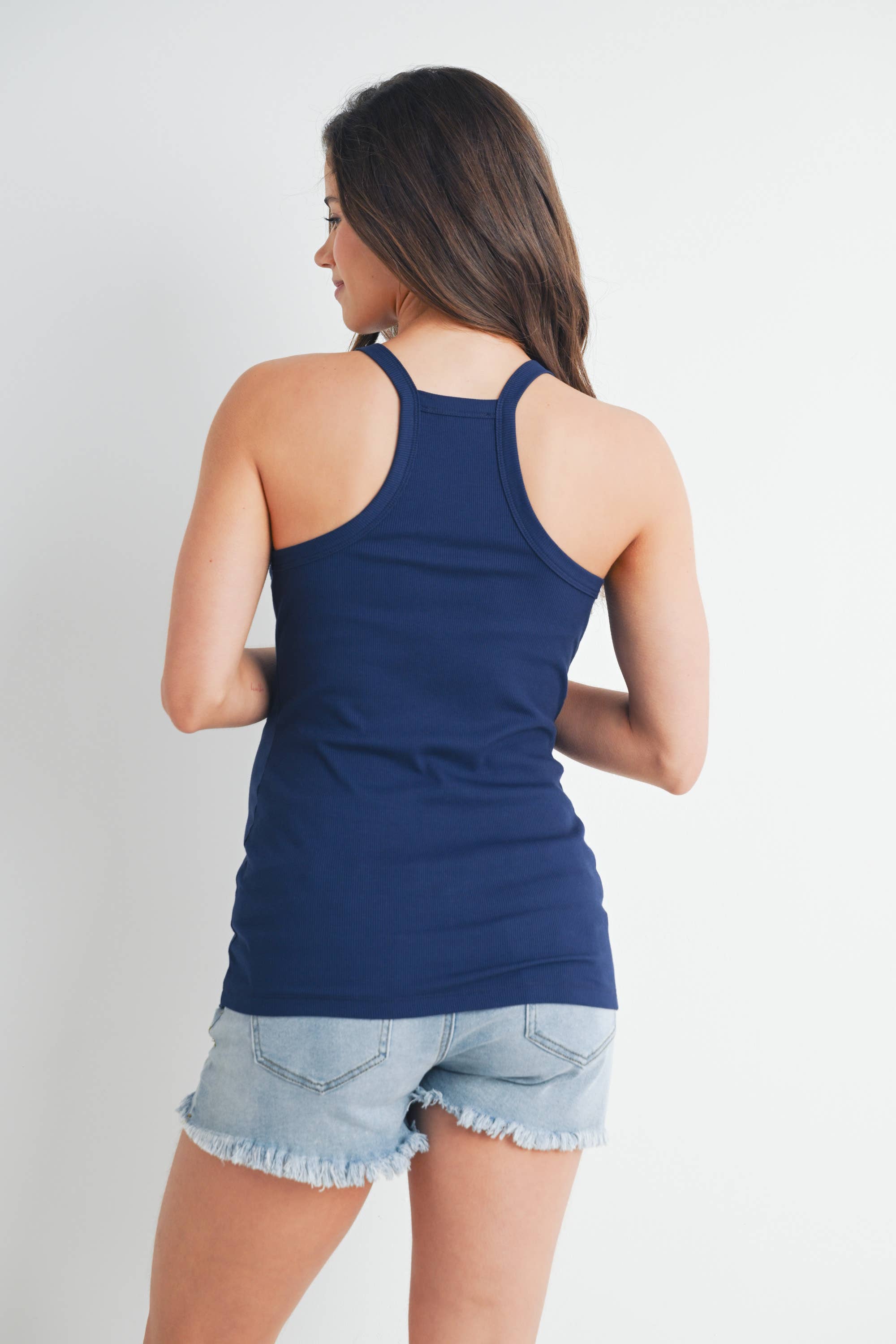 Navy V-Neck Maternity Racerback Tank Top