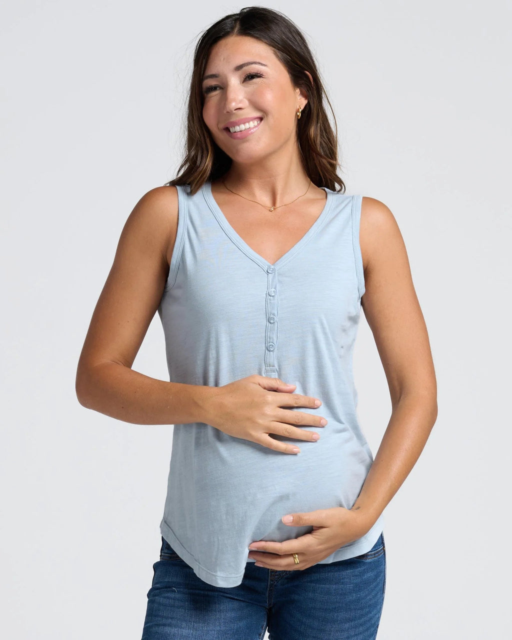 Light Blue Ivy Maternity Cotton Singlet