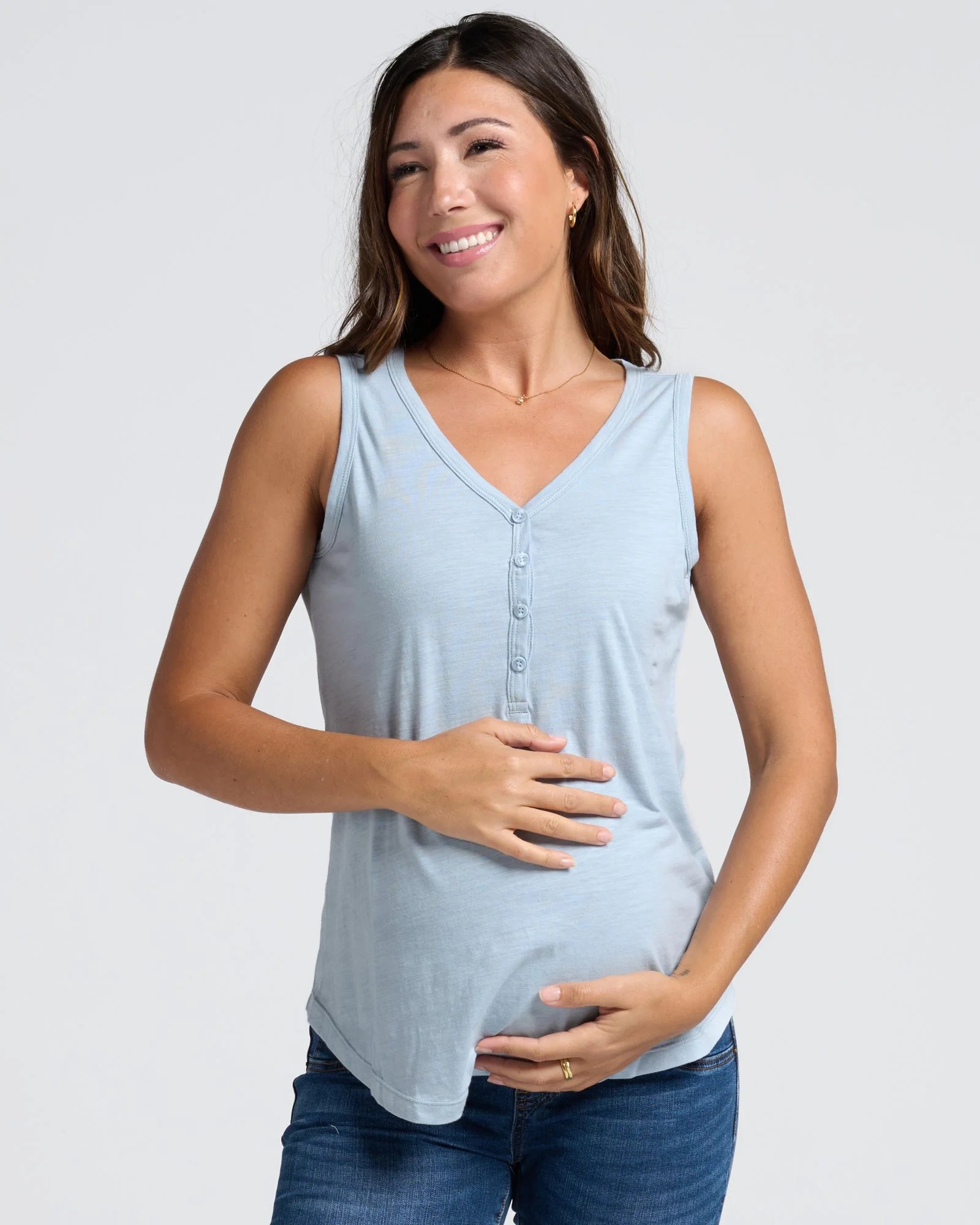 Light Blue Ivy Maternity Cotton Singlet