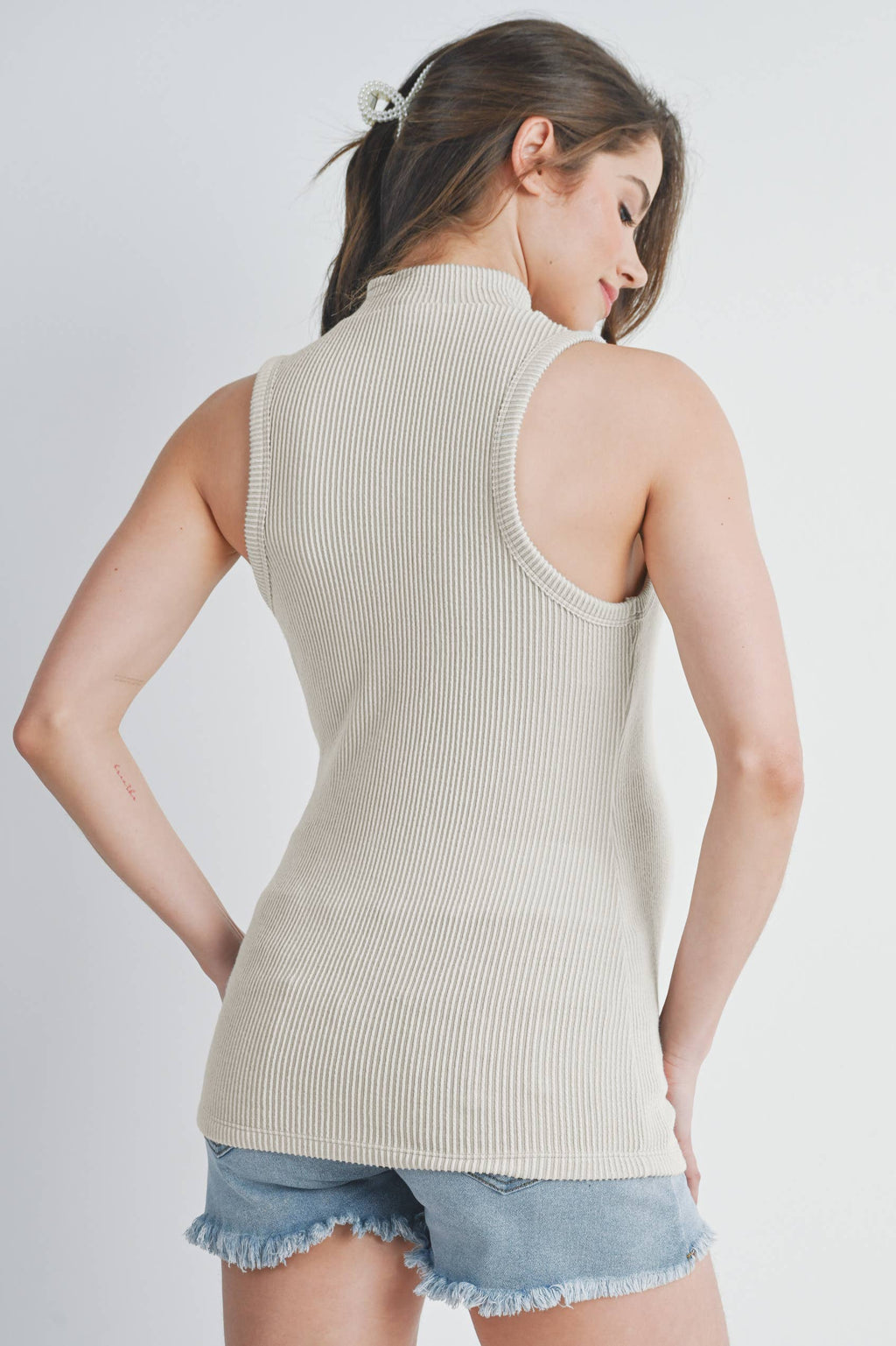 Ribbed Mock Neck Maternity Tank Top