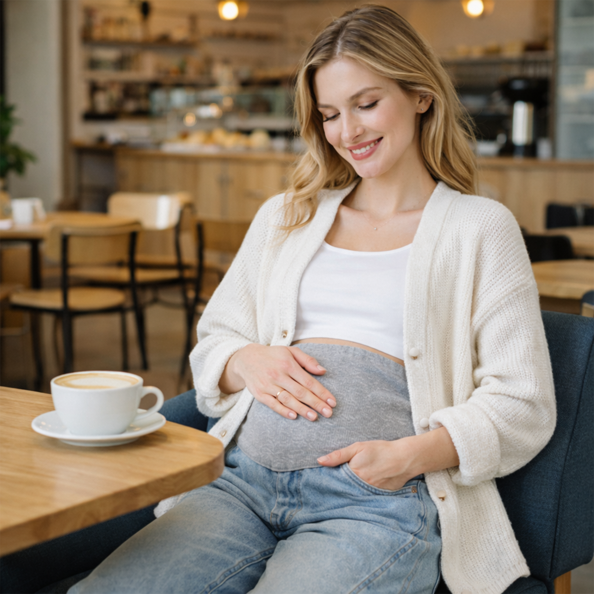 High Waist Maternity Wide Leg Denim Jeans with Bump Support